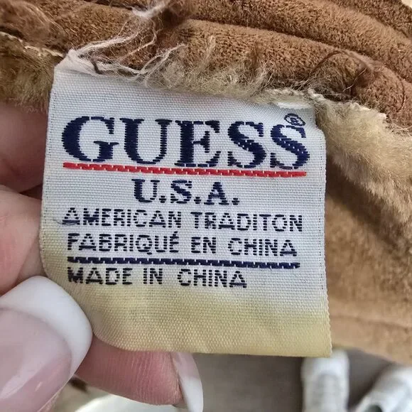 Vintage Guess Brown Penny Lane Faux Sherpa Jacket Size M - Picture 10 of 12